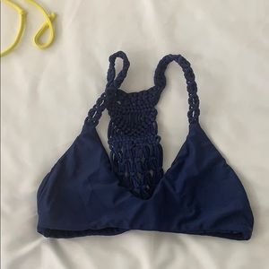 Mikoh navy macrame racetrack bikini top